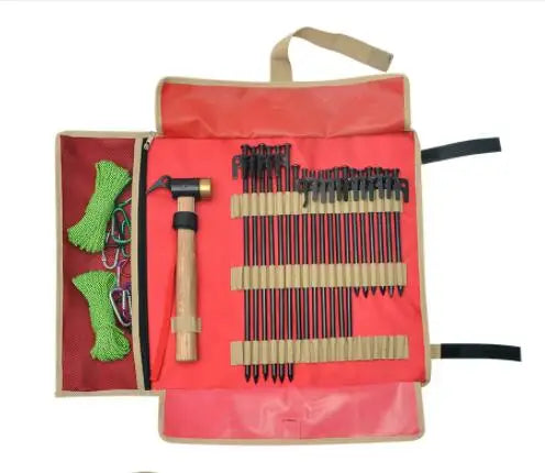 Outdoor Tent Peg Carrying Pouch Accessories Tools Camping Organizer Bag for Ground Nail Hammer Stake