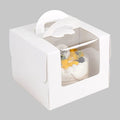Custom Printed Round White Cardboard Gift Cupcake Boxes Packaging Transparent Cake Box with Handle