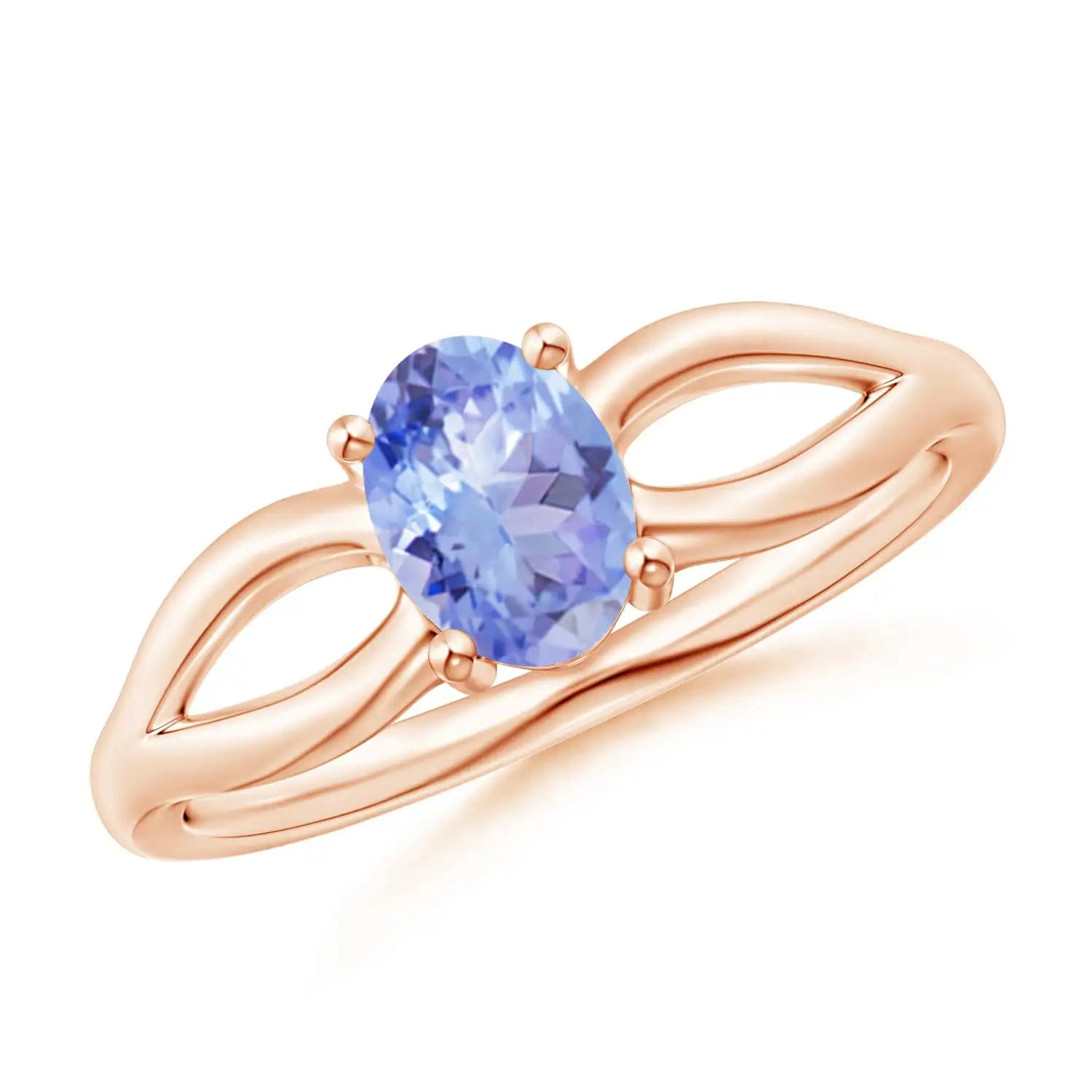 Natural Tanzanite Solitaire Ring in 14K Rose Gold Plated for Women Girls Ring Birthstone Jewelry Gift for Her Birthday