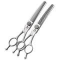 Fenice Pet Grooming Scissors Diamond Screw 7.0 Inch Professional Pet Grooming Curved Chunker Scissors Pet Curved Thinning