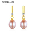 PAG&MAG Water Pearl Earrings Simple Korean Style Sterling Silver Women Earrings Tiny Cute Pearl Pendant Earring