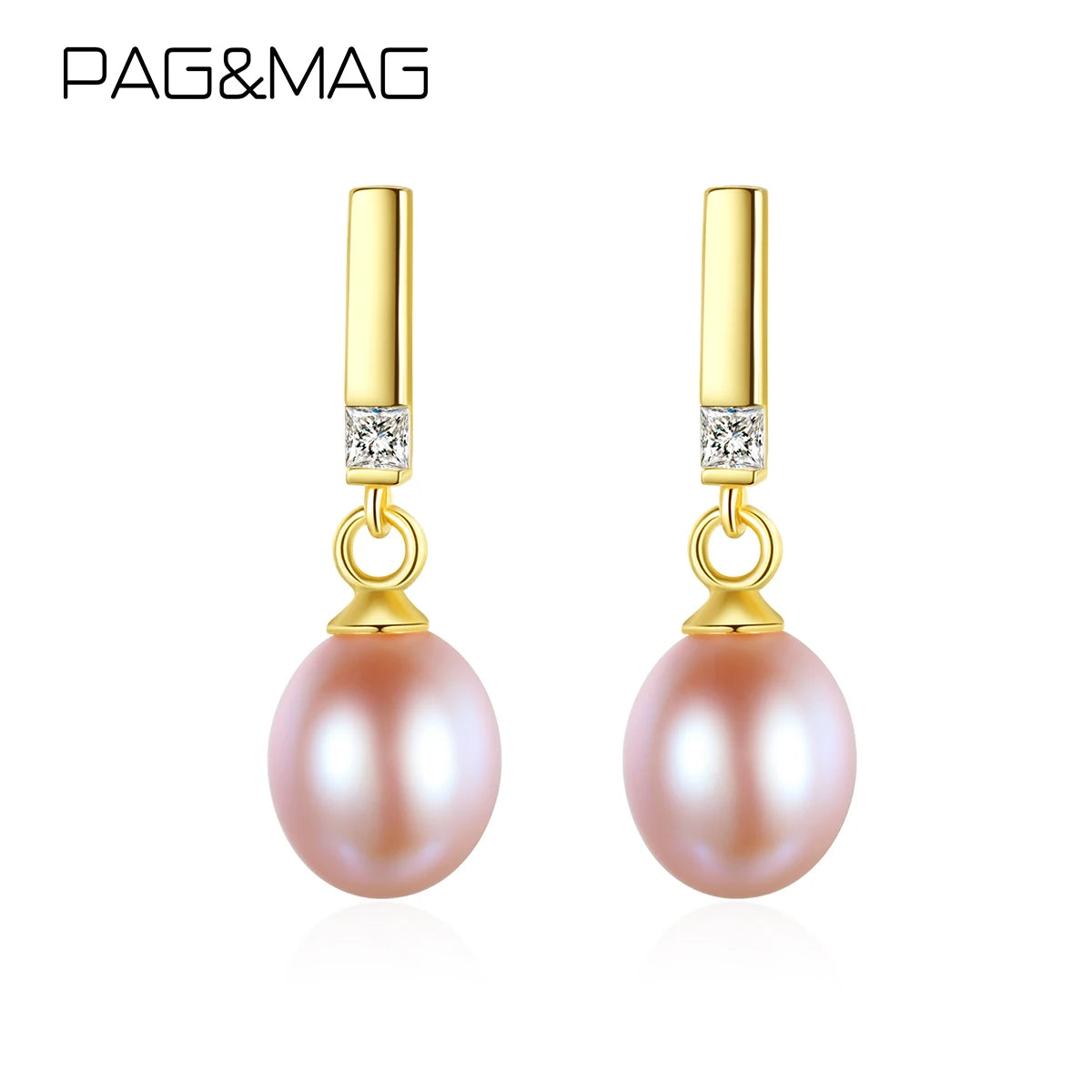 PAG&MAG Water Pearl Earrings Simple Korean Style Sterling Silver Women Earrings Tiny Cute Pearl Pendant Earring