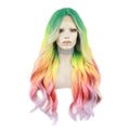 Celebrity Multicolor Dyed 180% Density 13*4 Futura Heat Resistant T-part  Lace Front Synthetic Hair Wigs For Daily Wearing