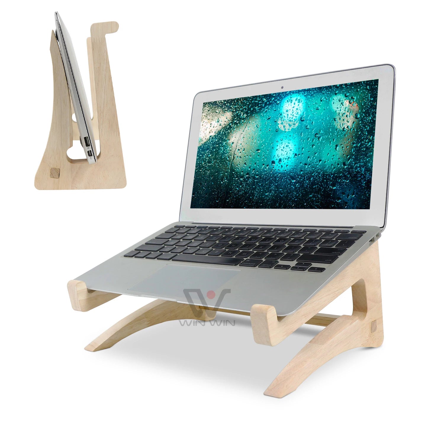 In Stock Portable Newest Laptop Stand Adjustable Vertical Wooden Laptop Stand Wood Craft