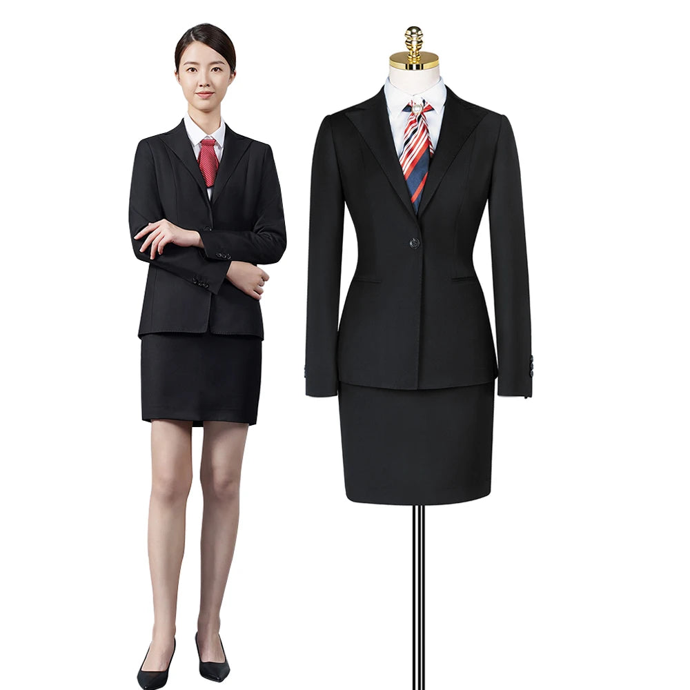 Autumn and Winter Women's Professional Slim-Fit Jacket Men's Casual Business Jacket-Black Knitted Weaving Method for Both