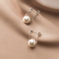 S925 Sterling Silver Chain Pearl Stud Earrings Boho Jewelry Earrings Minimalism Earrings for Women