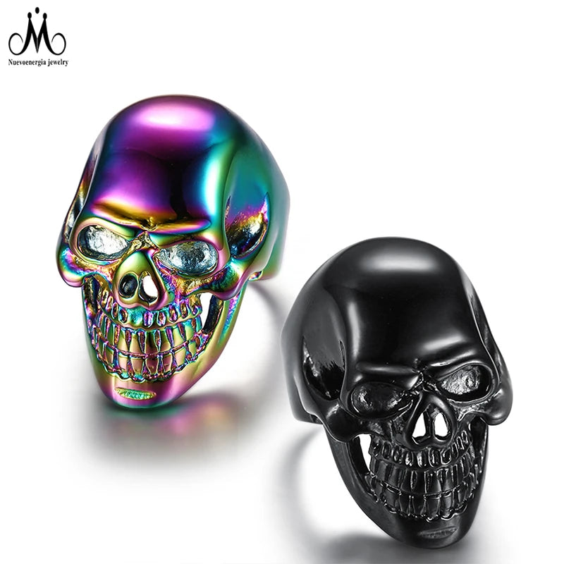 Wholesale Man Jewelry Punk Chunky Stainless Steel Skull Ring Fashion Titanium Gold Plated Ring for Man