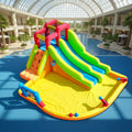 Inflatable Bouncer Combo Bounce House Double Lane Inflatable Water Slide with Water PoolTrampolineShooting NetBasketClimbing