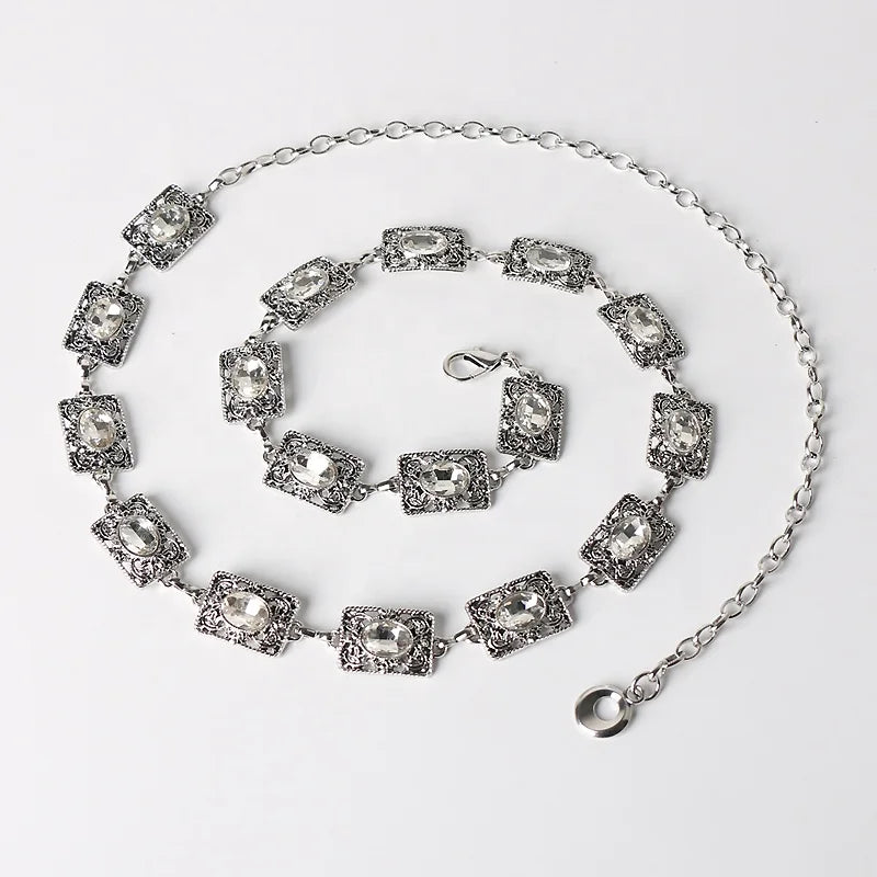 Wholesale Custom Antique Metal Alloy Belt Chains Fashion Ladies Waist Accessories