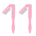 Folding Eyelash Separator Comb Metal Teeth Pink Eyelash Separator Foldable and Fine Lash Comb Eye Lash Separator Eyelash Comb