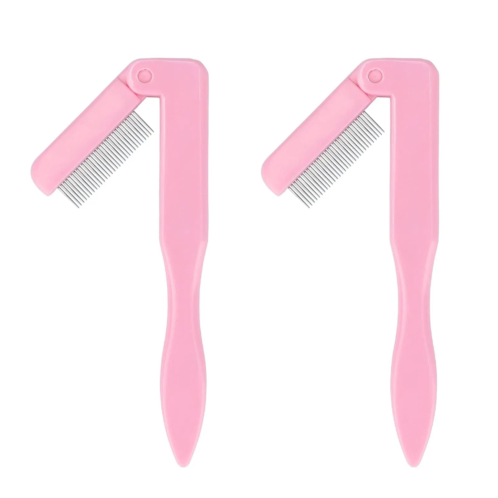 Folding Eyelash Separator Comb Metal Teeth Pink Eyelash Separator Foldable and Fine Lash Comb Eye Lash Separator Eyelash Comb