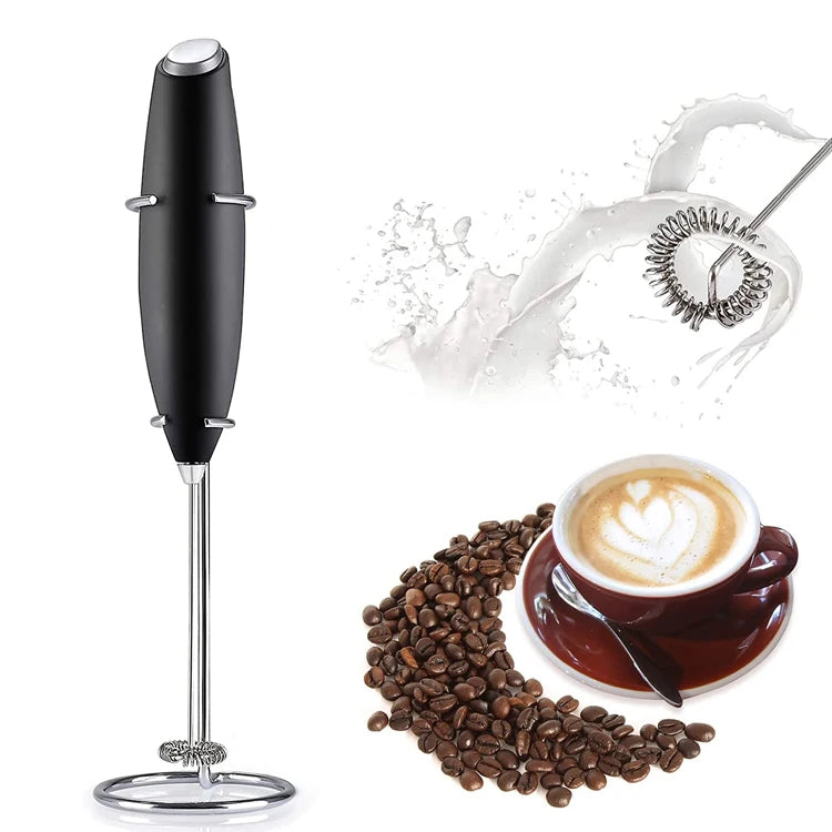 Electric Handheld Milk Coffee Frother with Stainless Steel and Plastic Materials