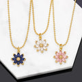 Fashion Women 18k Gold Plated Colorful Zircon Flower Pendant Necklace Cute Girl Necklace