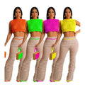 New Knitted Pants 2 Piece Knit Woman Sweater Set Fashion Casual Women Loungwear Hollow Out Set