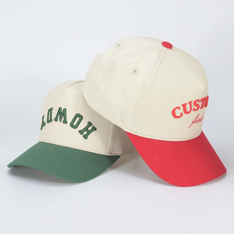 Custom Embroidered Classic Structured Baseball Cap for Men Women Vintage Two Tone Design Street Style Waterproof Fabric Fruit