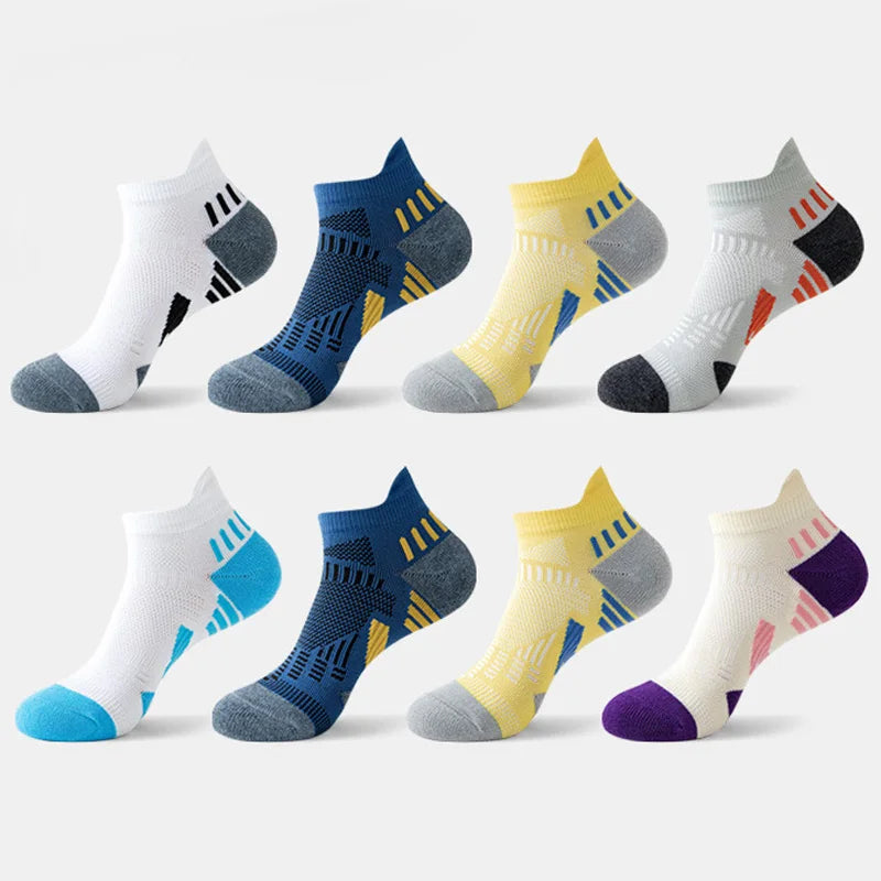 Professional Knitted Anti-Bacterial Fitness Crew Socks Men Women Youth Non-Slip Loop Pile Outdoor Sports Spring Short Boat