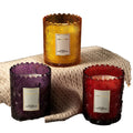 Romantic Round Candles Scented Luxury Delicate Embossed Glass Jar Senior Plant Scented Candles Gift Set