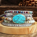 Summer Fashion Bohemian Ethnic Style Emperor Stone Natural Stone Glass Beaded Weaving Wax Rope Bracelet Adjustable Wrap Bracelet