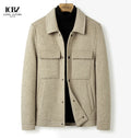 LCBZ Autumn and Winter New Woolen Jacket Men's Short Slim Youth Double-sided Wool Coat Lining Thickened Down Jacket