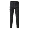 Wholesale Men's Slim Fit Stacked Pants Black Biker Denim Jeans Elastic Cotton Plus Size Hip Hop Streetwear Style China Supplier