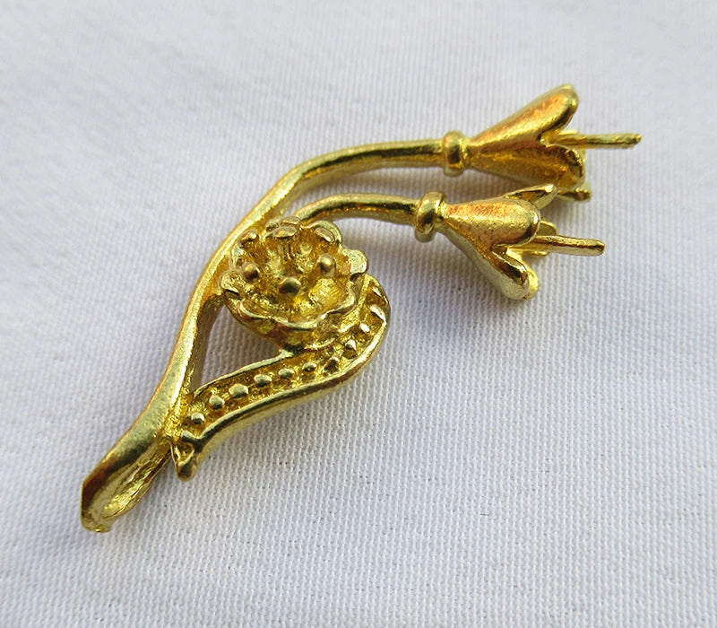 Flower Branch Brass Filigree Floral Earring Charm Jewelry Making Finding