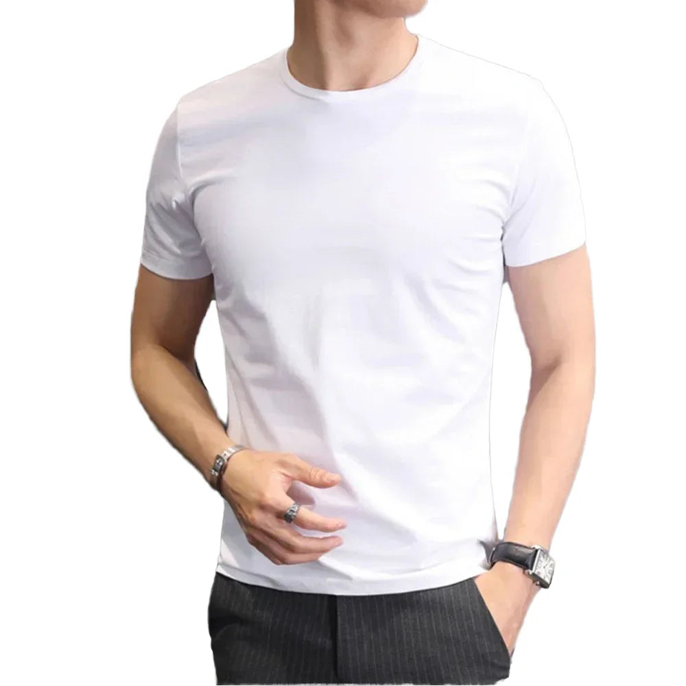 Men's Casual 100% Cotton Breathable Eco-Friendly T-Shirt Loose Fit Solid Pattern Wholesale Custom Logo Imprint Blank Woven