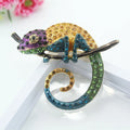 Large Lizard Chameleon Brooch with Rhinestone Enamel Animal Coat Pin Fashion Jewelry for Party Gift 3 Colors to Choose From