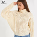 Autumn Winter Turtleneck Batwing Sleeve Loose Solid Pullover Sweater Warm Cable Knit Sweater Casual Woman Sweater Knitwear
