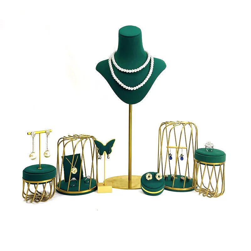 Fancy Jewelry Showcase Multipurpose Delicate Bird Cage Pendant Earrings Necklace Metal Display Stands