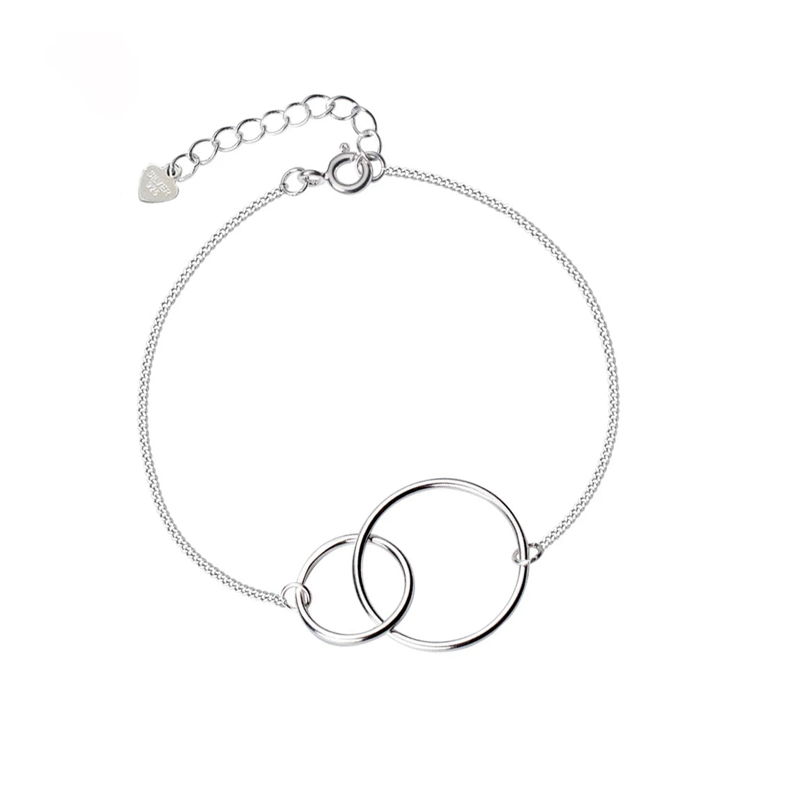 WMYH609 Bracelet 925 Sterling Silver Geometric Circle Round Interlocked Hypoallergenic Love Birthday Valentine Gift