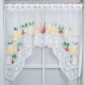 Wholesale White Knitted Lace Kitchen Window Curtains & Valances Sheer Fruit Design for Short Windows