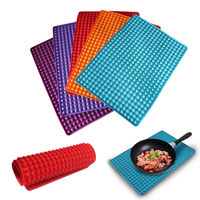 Easy Clean Non-Stick Silicone BBQ Baking Grill Mat Heat Resistant Kitchen Mat & Pad