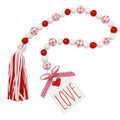 Valentine's Day Wooden Bead Garland with Hemp Rope and Felt Tassel Pendant Christmas Garlands & Wreaths Gift