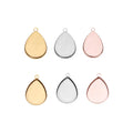 Silver Gold Rose Polymer Clay Jewelry Tray Stainless Steel Blank Cabochon Tray Water Drop Jewelry Making Pendant Base for DIY