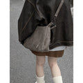 Maillard Vintage Women's Crossbody Tote Bag Large Capacity Zippered Shoulder Bag Polyester Lining Niche Design Fashion Style