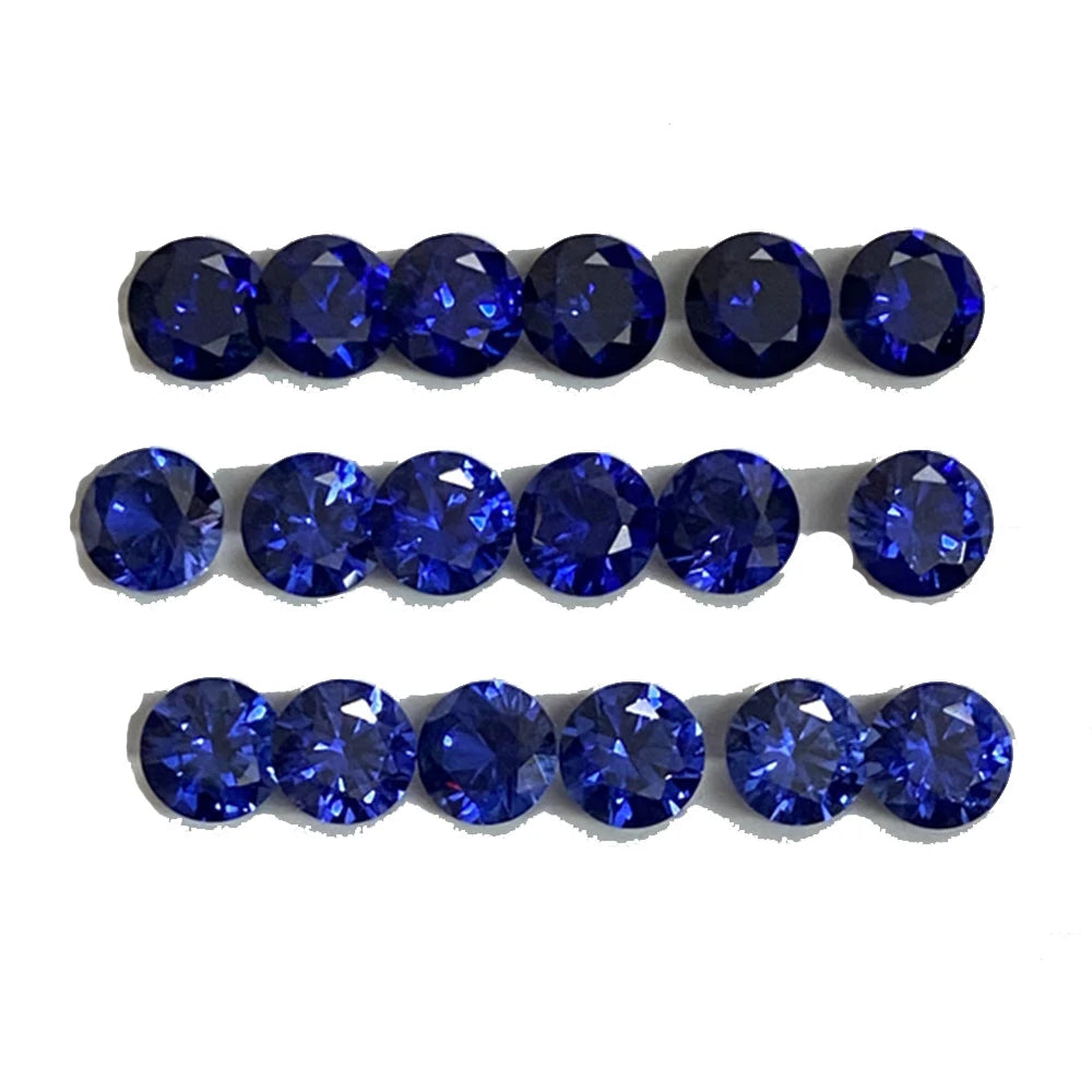Synthetic Round Brilliant Cut Royal Blue Sapphire Corundum Loose Stock Gemstones