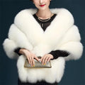Fashion Women Fake Fur Capes fox Ponchos White Faux Fur Shawl