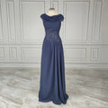 Real Photos High Quality Scoop Neck Appliques Mother of Bride Gown for Wedding Elegant Chiffon Evening Dress for Women 15638