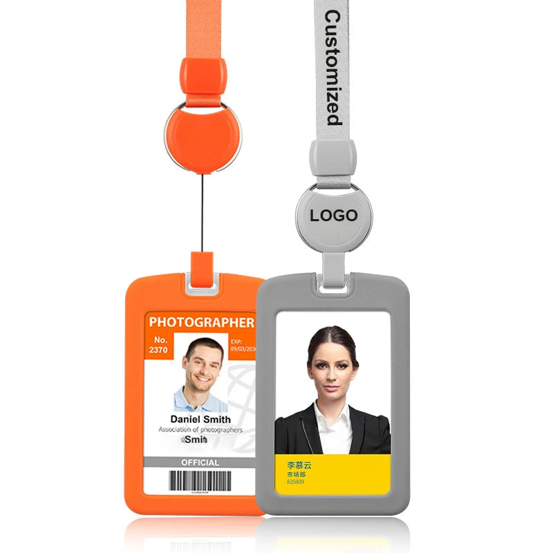 Wholesale Easy Pull Buckle Work Card Telescopic Buckle Hospital School Staff Silicon Card Sleeve with UV Printing