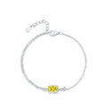 Exquisite Simulated Diamond Yellow Pink Zirconia Chain Bracelet 925 Sterling Silver Hypoallergenic Hand Chain for Women