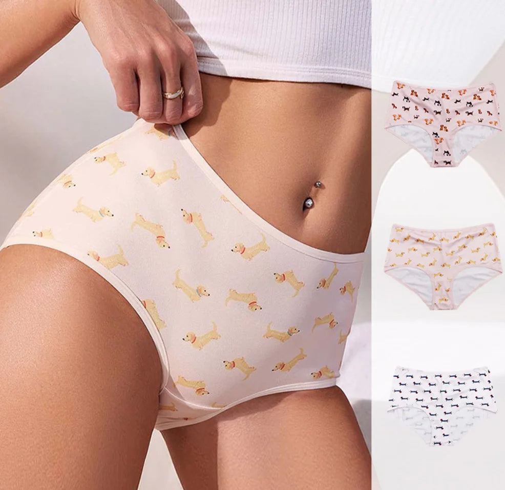 Ladies Polyester Panties Women Printed Panties Women Sexy Underwear