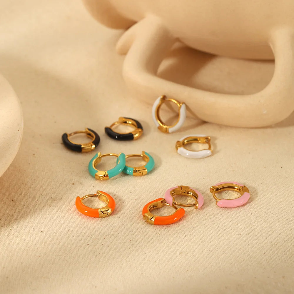 Nabest 18k Gold Plated Stainless Steel Coloful Drop Oil Huggie Earrings Tarnish Free Women Enamel Earing Hoop Jewelry