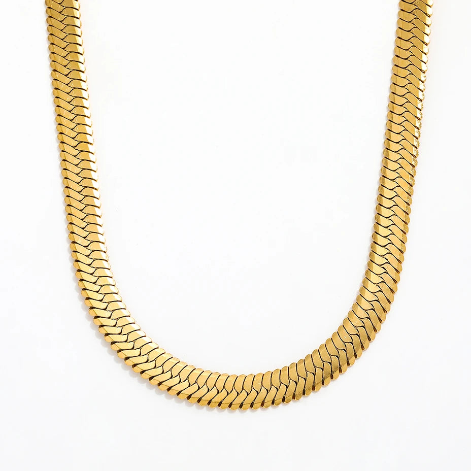 Joolim Jewelry 18K Gold Plated Snake Chain Necklace Stainless Steel Jewelry Wholesale 6mm