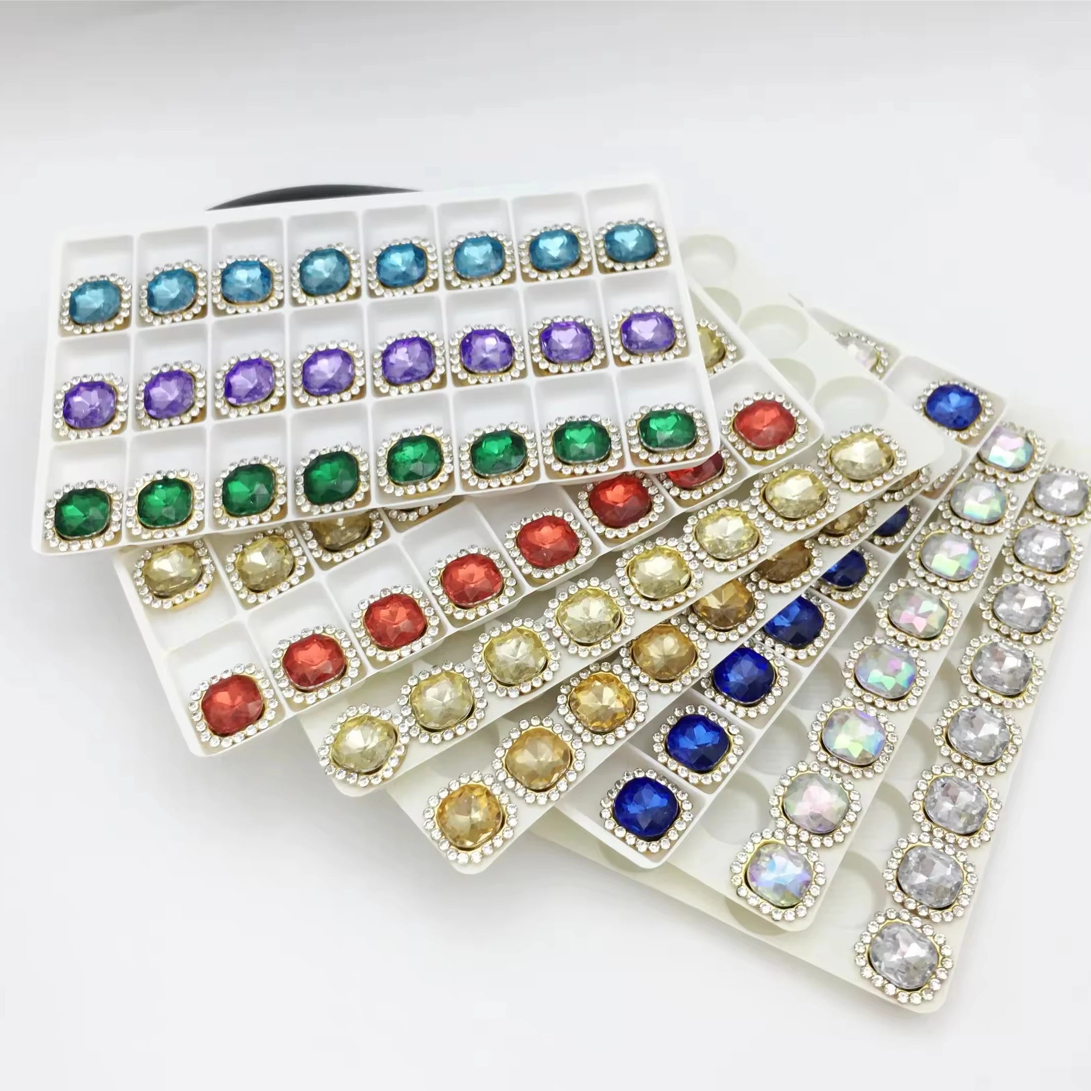 Square Shape Crystal Buckle Sew on Flat Back Glass Stone for Clothing Garment Rhinestone Sew on Rhinestones Flatback