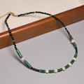 Healing Natural Stone Choker Dainty Freshwater Pearl Malachite Beaded Necklace Vintage Brass Chain Jewelry for Women Men Gift