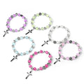 Catholic Rosary Bracelet 8mm Crystal Bead Hand Ornament Cross Rosary Hand String Christian Communion Gift Wholesale