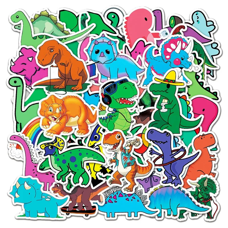 50Pcs Cute Dinosaur Tyrannosaurus Promotion Sticker for Children Kids Gifts Toy Paper Decorative Graffiti Stickers