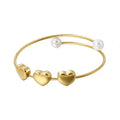 SY Women's Adjustable Stainless Steel Cuff Bracelet with Heart Charm Pearl Fashion Jewelry Gift Accessory Wholesale