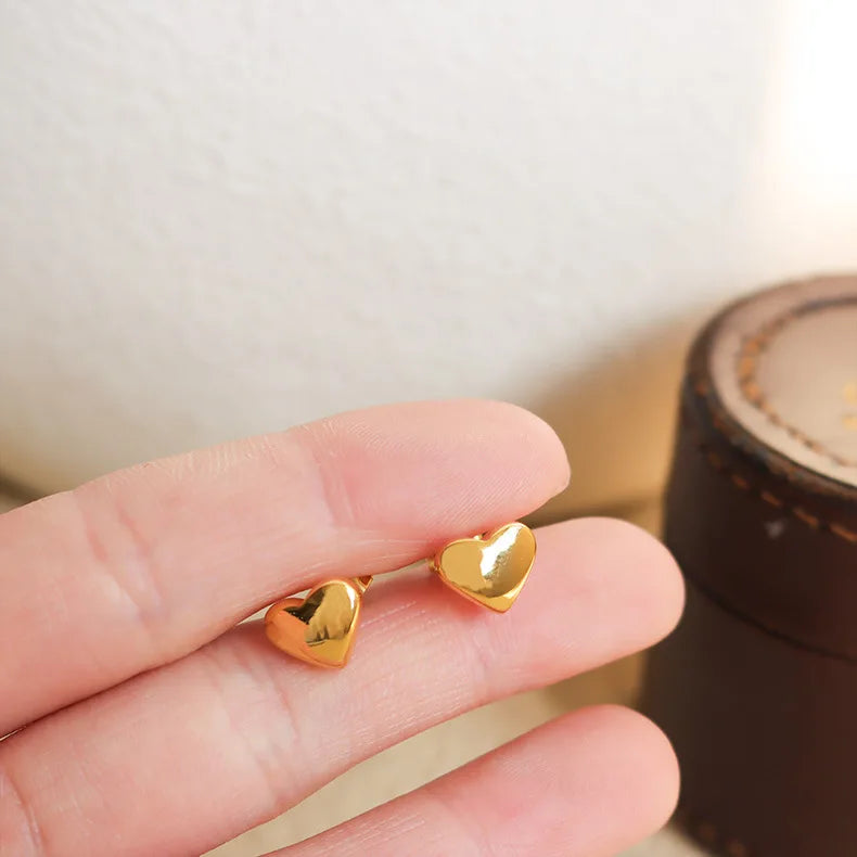 Everyday Heart Stud Earrings Waterproof & Hypoallergenic Stainless Steel Minimalist Non-Tarnish Jewelry