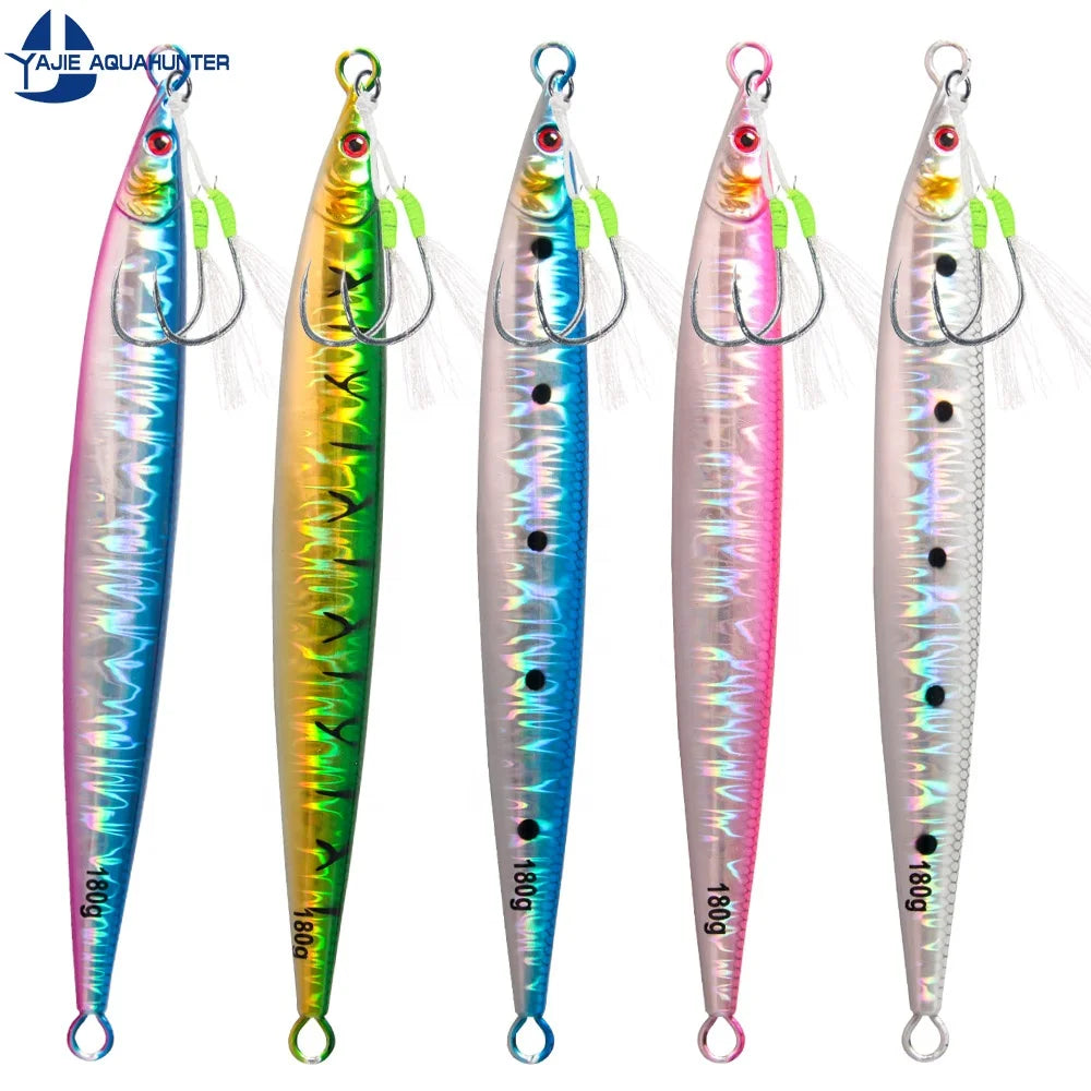 80/100/120/150/180G Fishing Double Hooks Jig Lead Head Sinking Metal Jigs Bait Lure Speed Jigging Bait